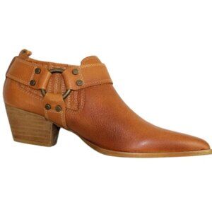 Dingo Kick Back Leather Harness Detail Cognac  Ankle Bootie, Size 6.5